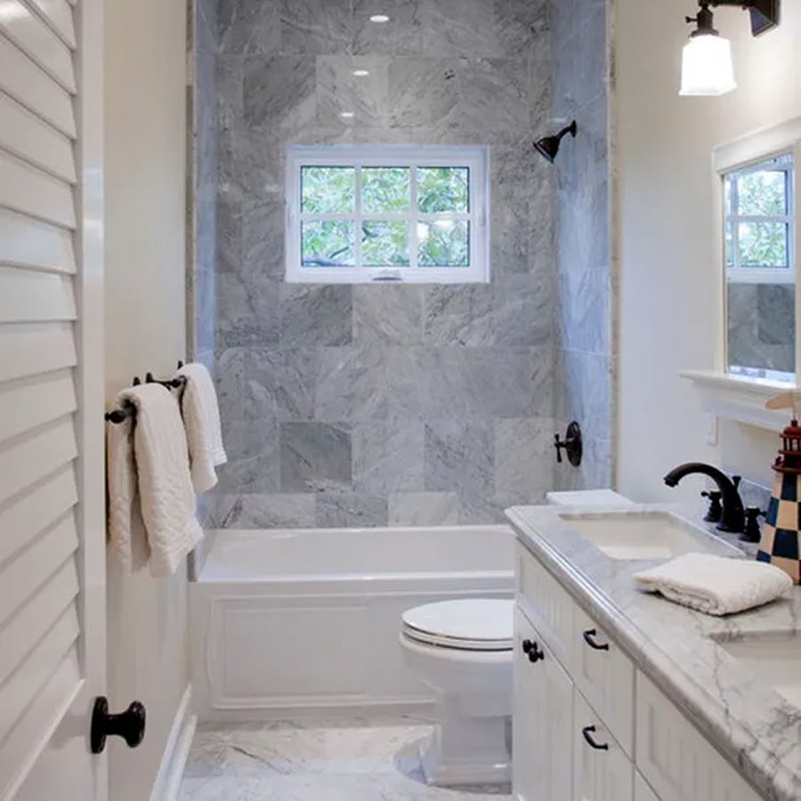 Modern bathroom with custom tile work