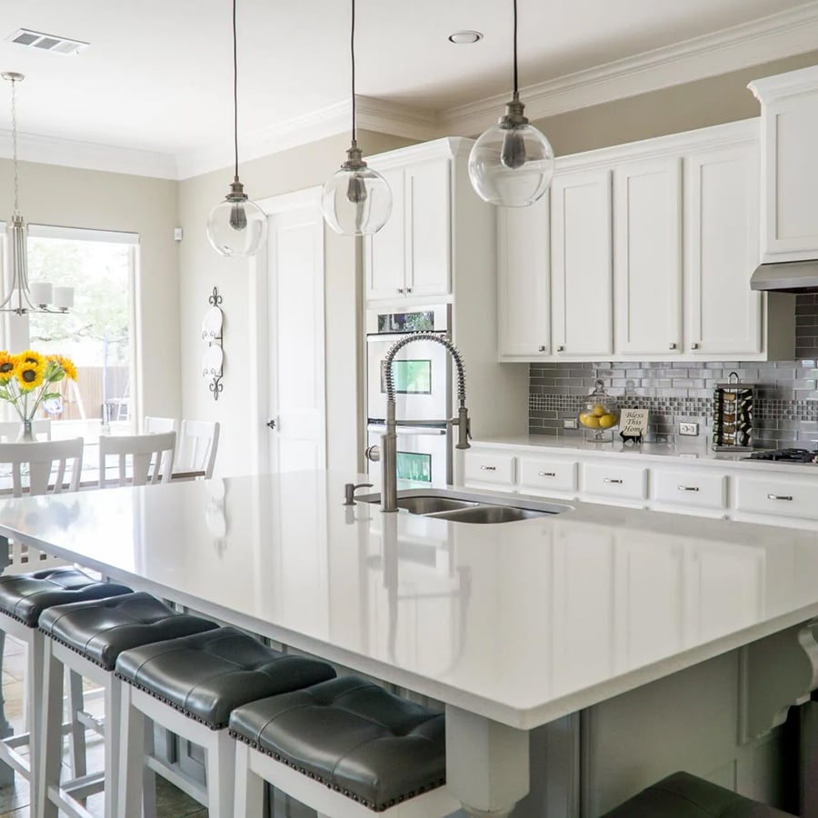White kitchen with custom cabinetry