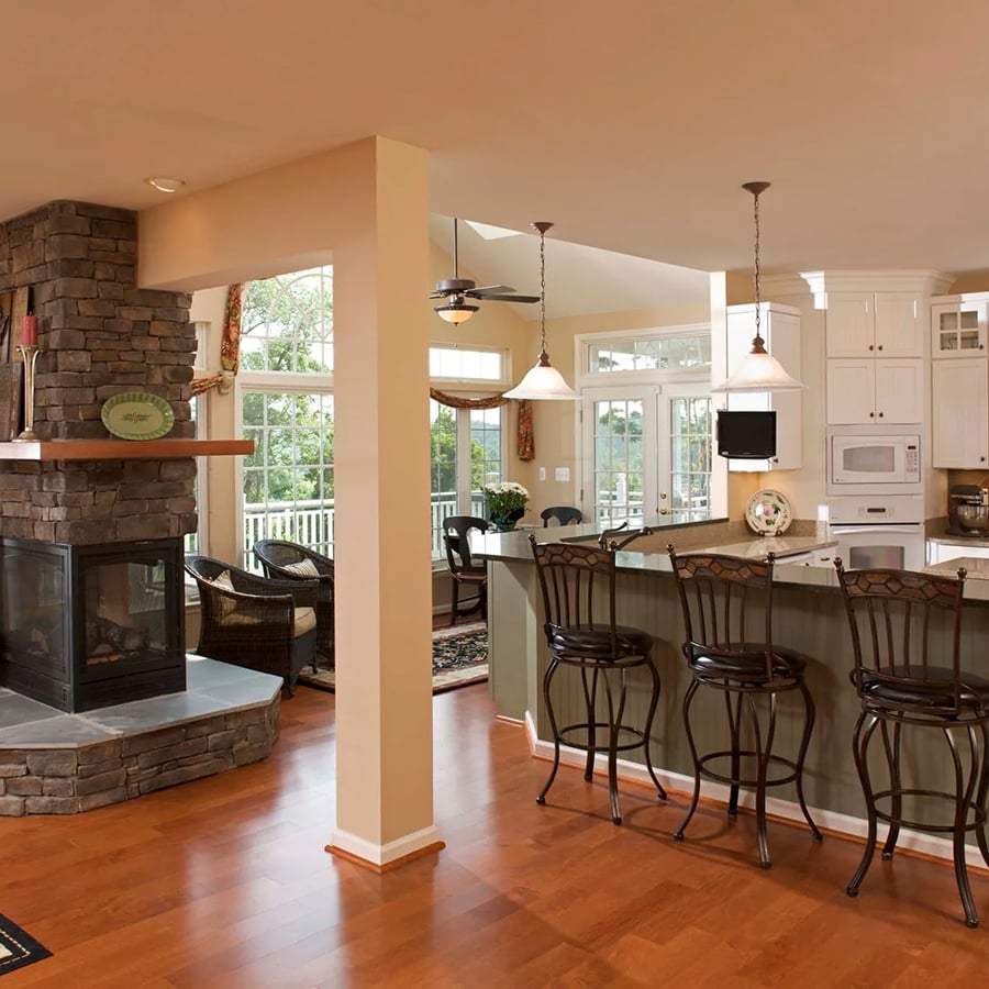 Modern kitchen with custom island and pendant lighting