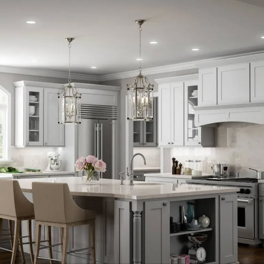Kitchen with custom backsplash