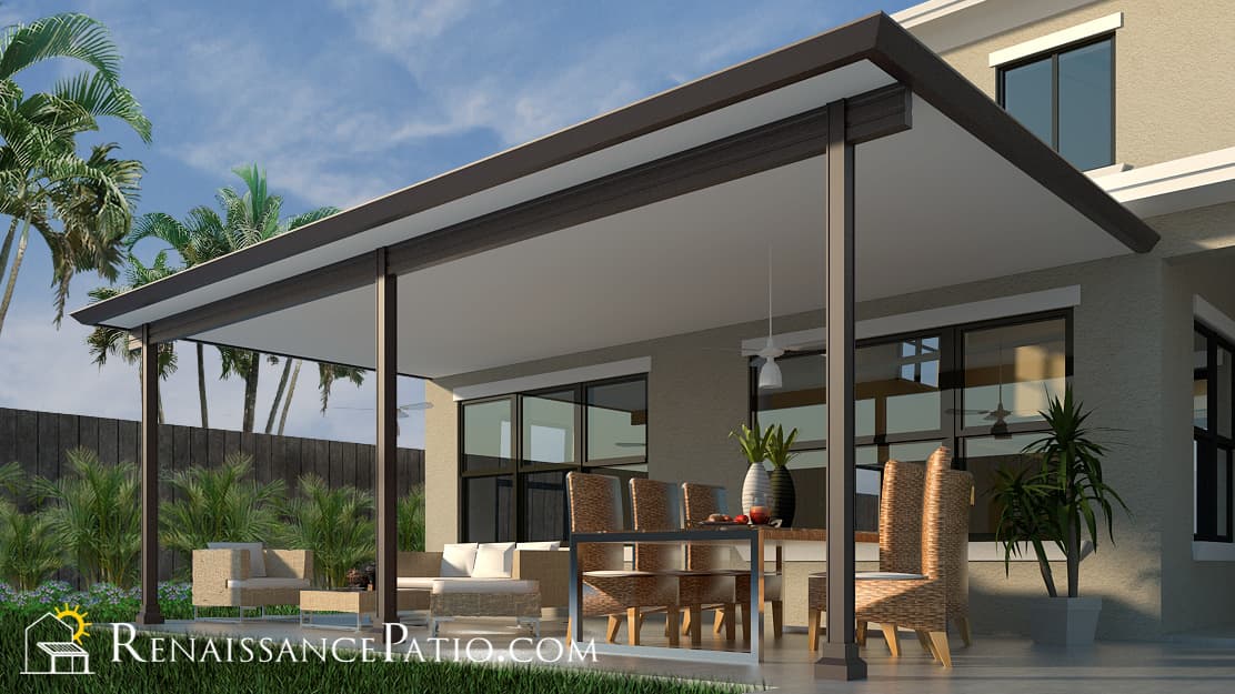Moderno patio cover system with insulated aluminum roofing in Jacksonville
